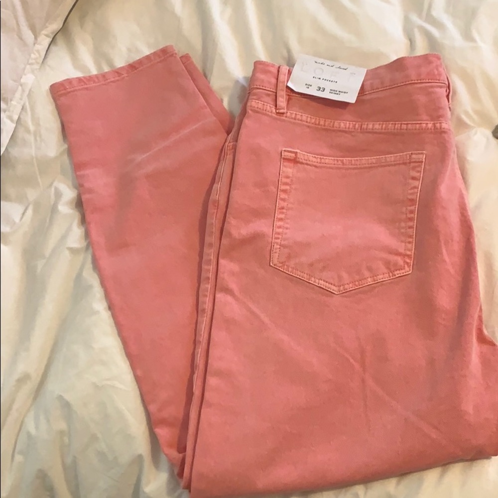 Brand new Loft pink/coral high waist skinny jean